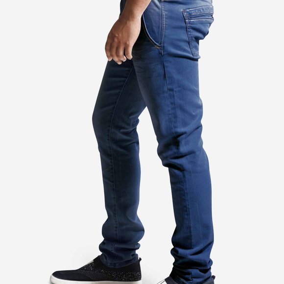 OLGYN Monroe Stretch Knit Medium Blue Denim Pant - Picture 3 of 5